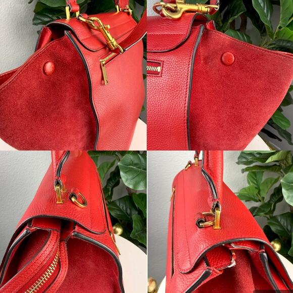 💎✨Authentic Celine Trapeze Bag Pebbled Calfskin Red - Picture 4 of 8
